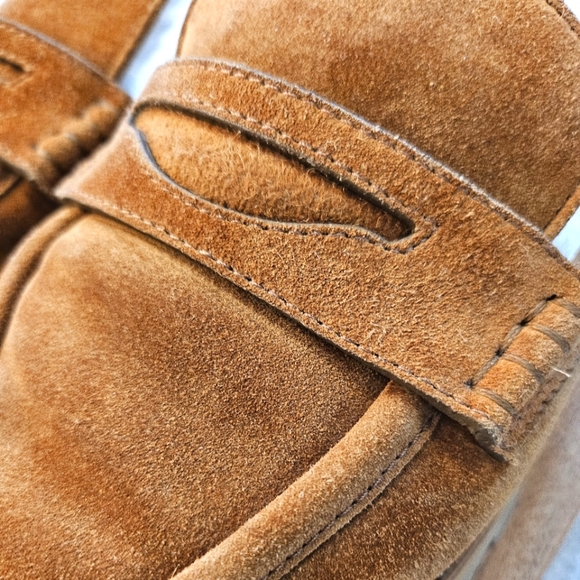 Jimmy Choo Tan Suede Crystal Embellished Shearling Mules - Picture 8 of 11